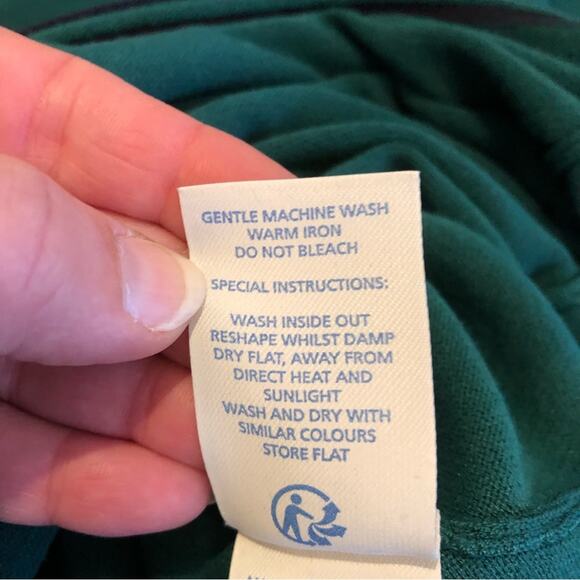 Boden green navy blue striped trim sweater shift dress size 16 - Picture 15 of 16